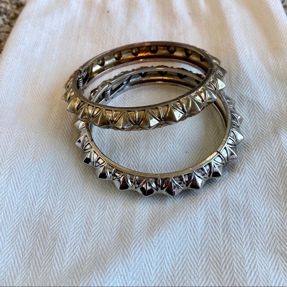Bundle Silver and Gold Spiked Bracelets Forever 21